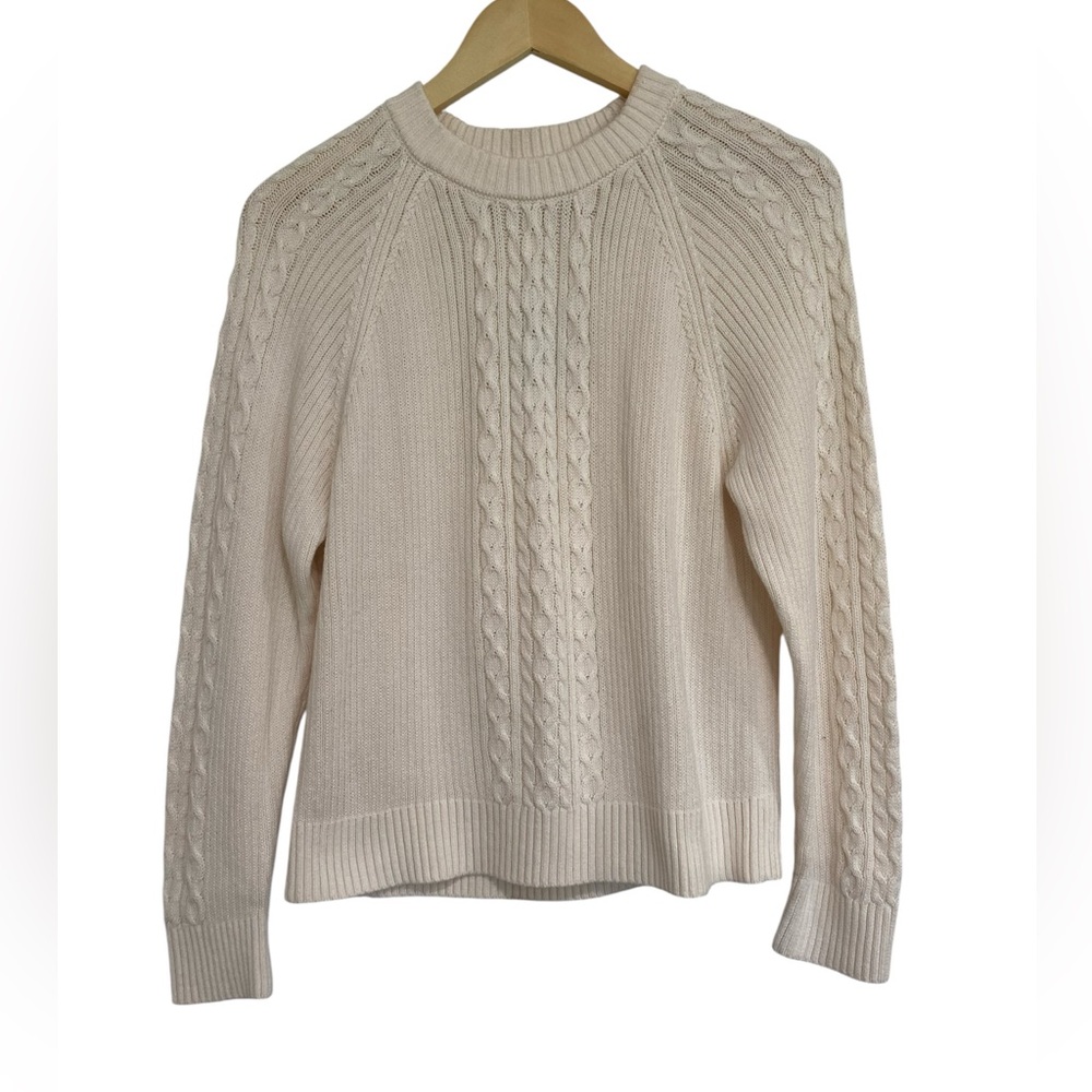 Loft Cream Cable Knit Fisherman Women's Sweater NWT